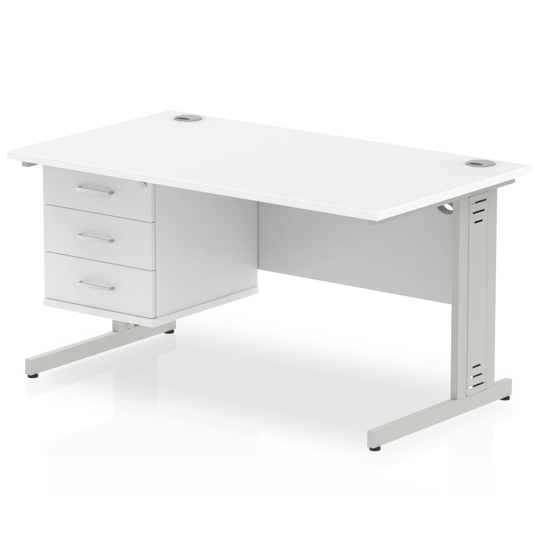 Impulse 1400mm Cable Managed Straight Desk With Single Fixed Pedestal - Image 39