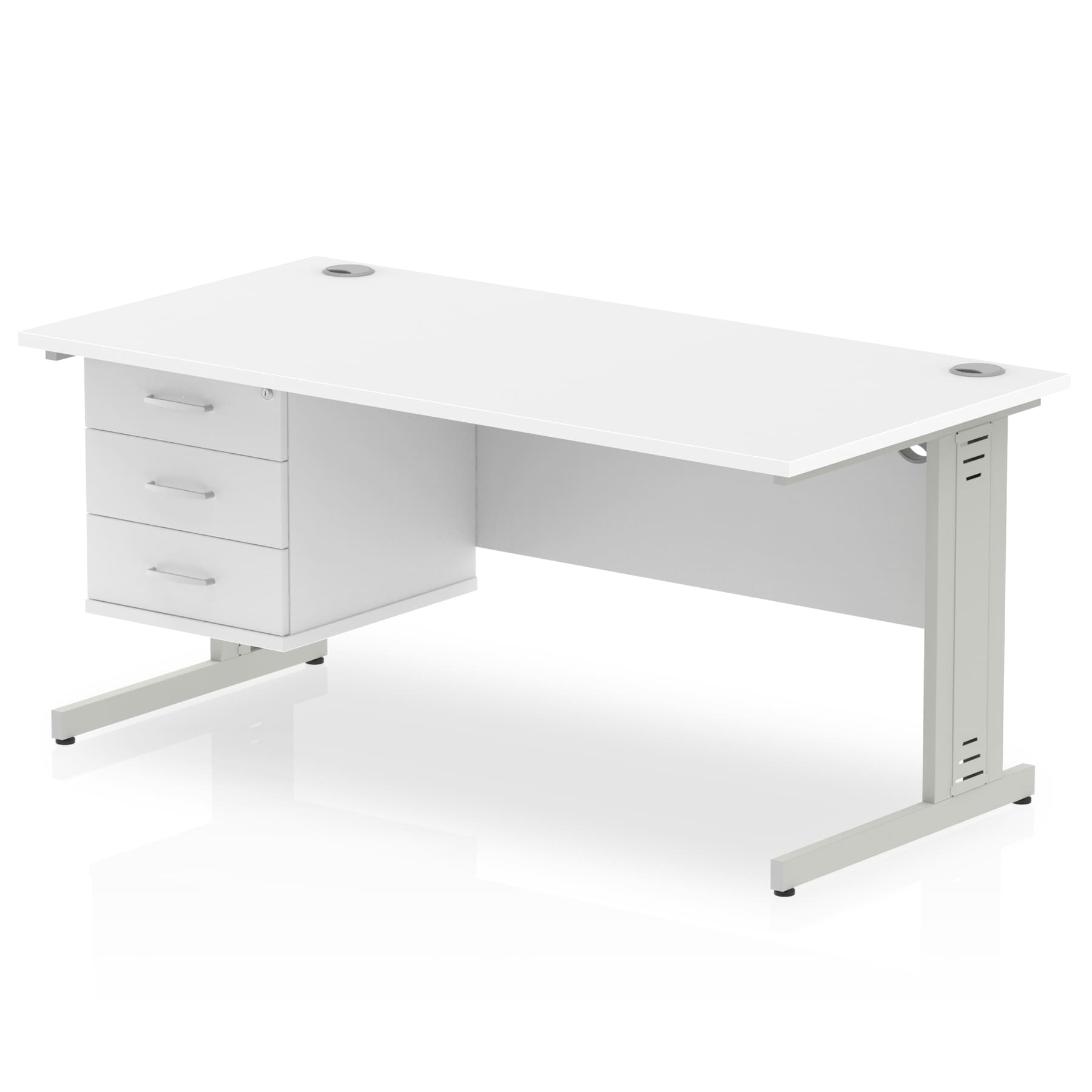 Impulse 1600mm Cable Managed Straight Desk With Single Fixed Pedestal - Image 39