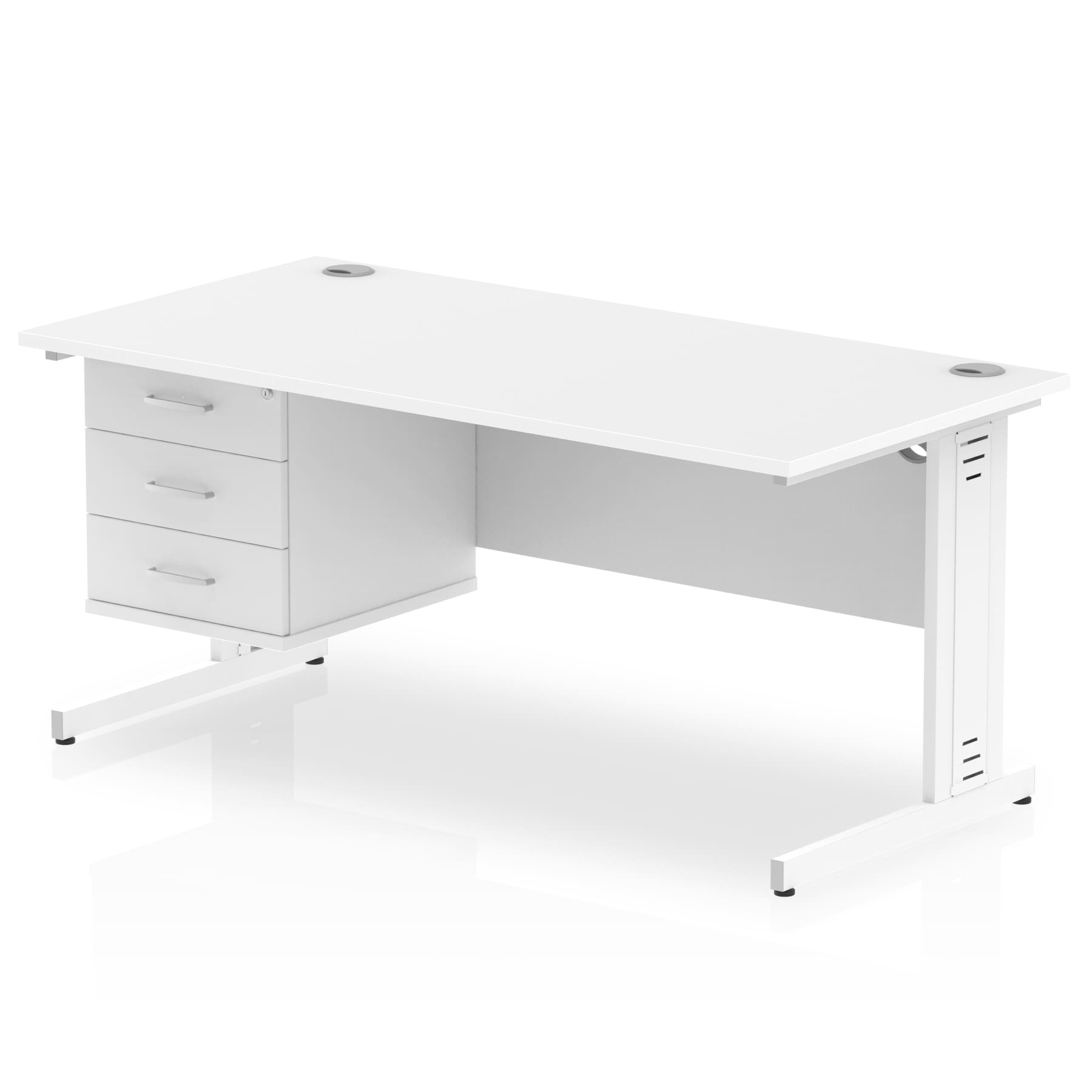 Impulse 1600mm Cable Managed Straight Desk With Single Fixed Pedestal - Image 43