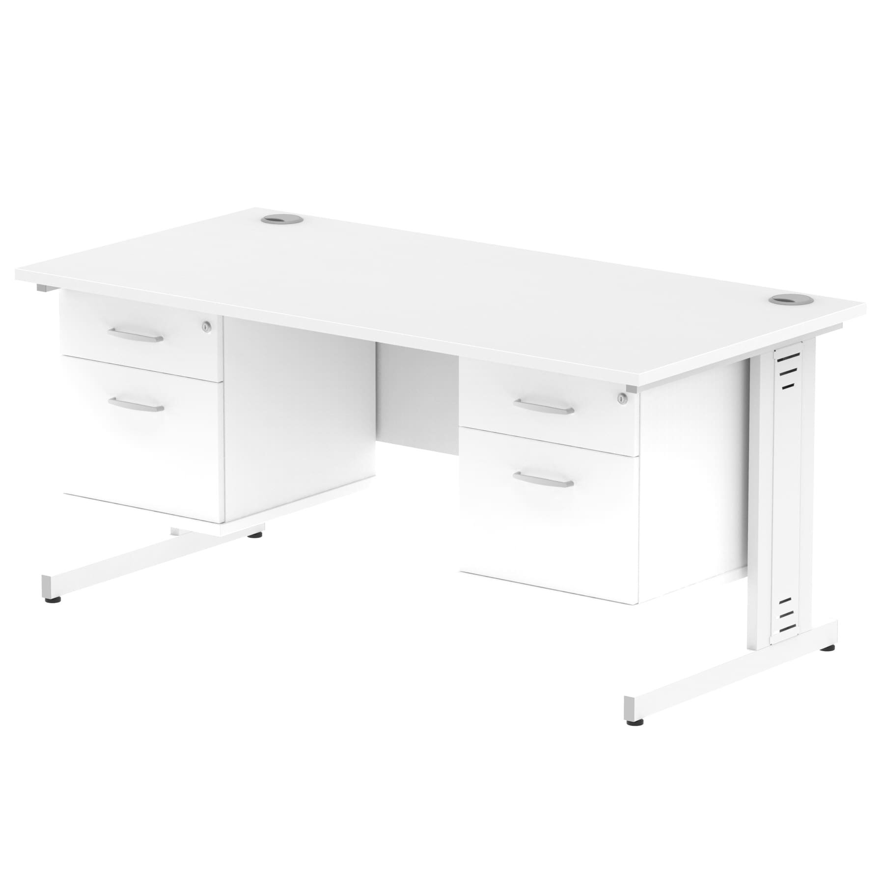 Impulse 1600mm Cable Managed Straight Desk With Two Fixed Pedestal - Image 45