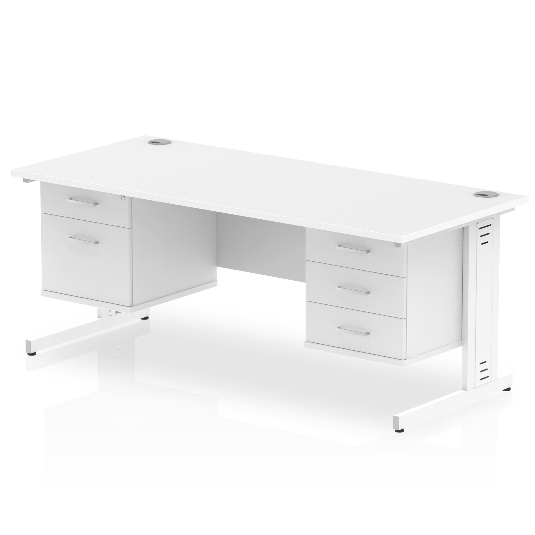 Impulse 1600mm Cable Managed Straight Desk With Two Fixed Pedestal - Image 43