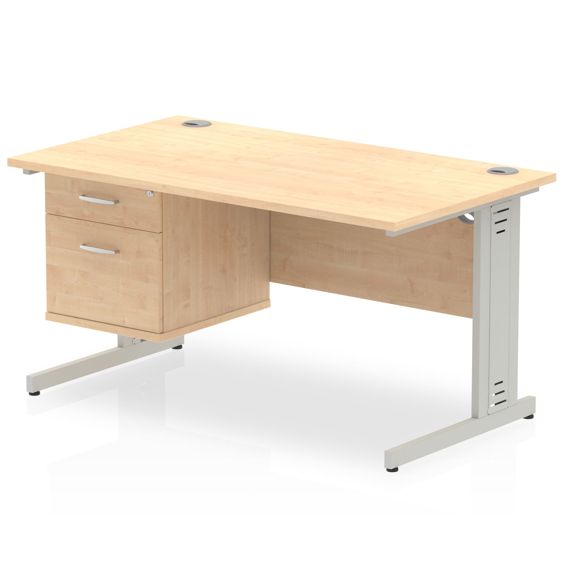 Impulse 1400mm Cable Managed Straight Desk With Single Fixed Pedestal - Image 13