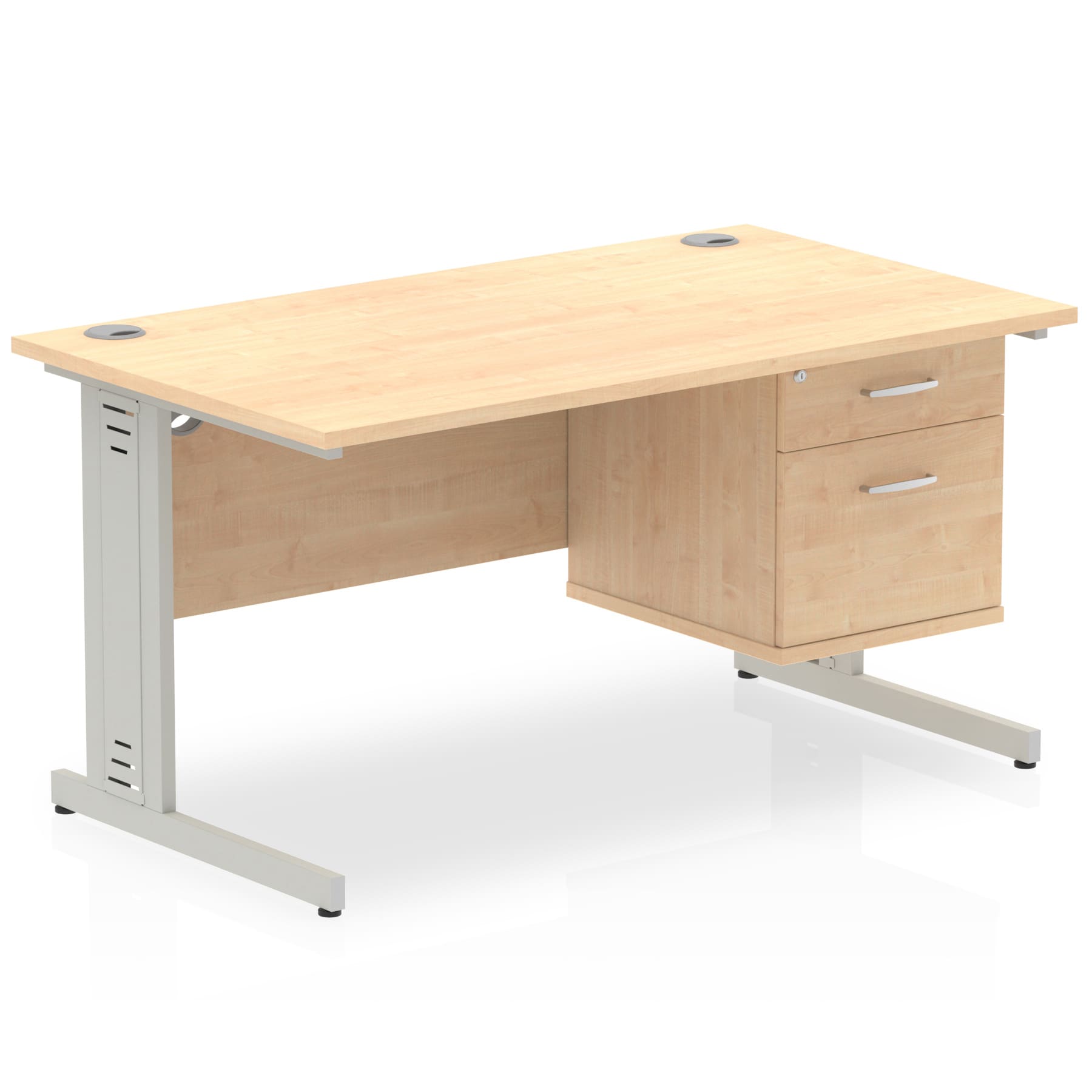 Impulse 1400mm Cable Managed Straight Desk With Single Fixed Pedestal - Image 14