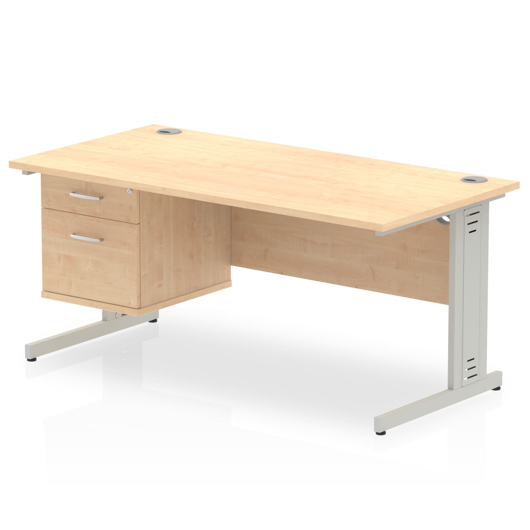 Impulse 1600mm Cable Managed Straight Desk With Single Fixed Pedestal - Image 13