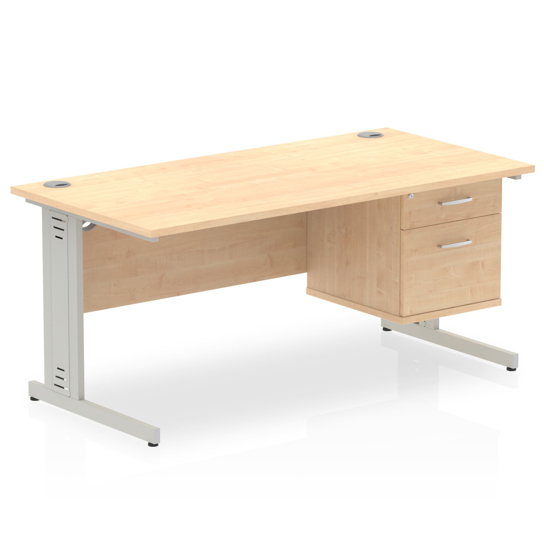 Impulse 1600mm Cable Managed Straight Desk With Single Fixed Pedestal - Image 14