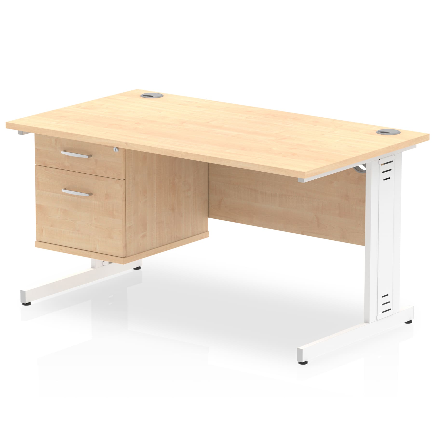 Impulse 1400mm Cable Managed Straight Desk With Single Fixed Pedestal - Image 17