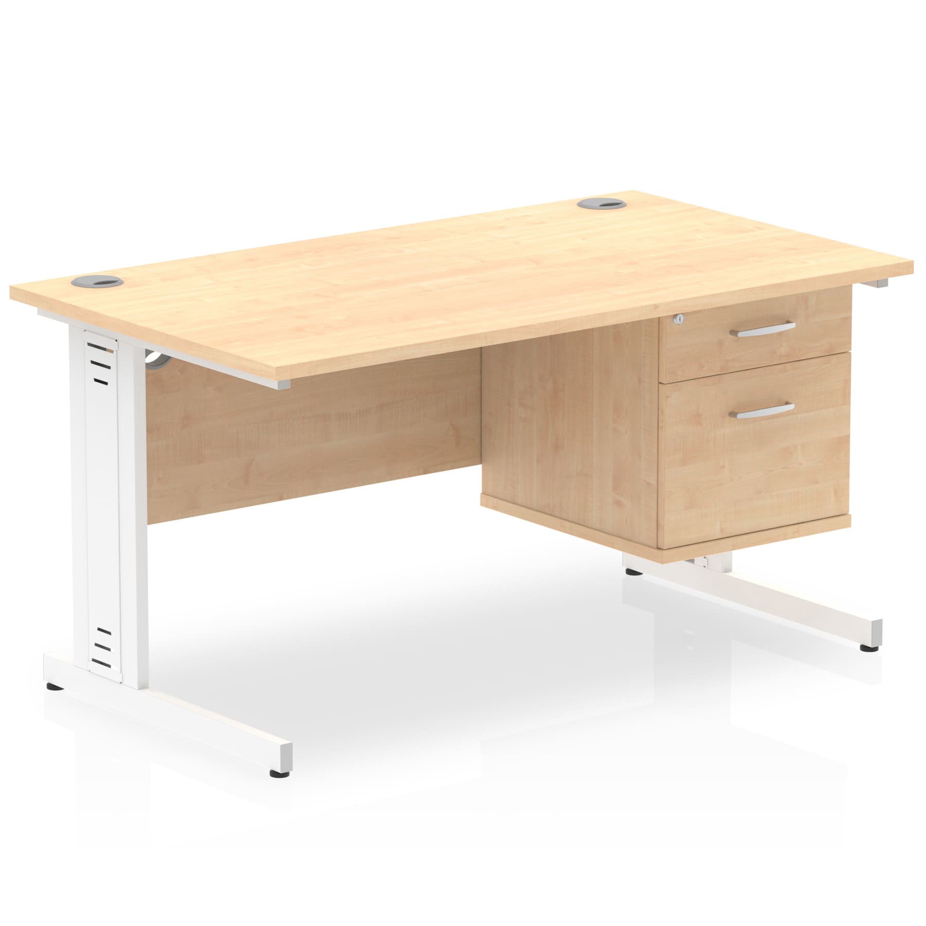 Impulse 1400mm Cable Managed Straight Desk With Single Fixed Pedestal - Image 18