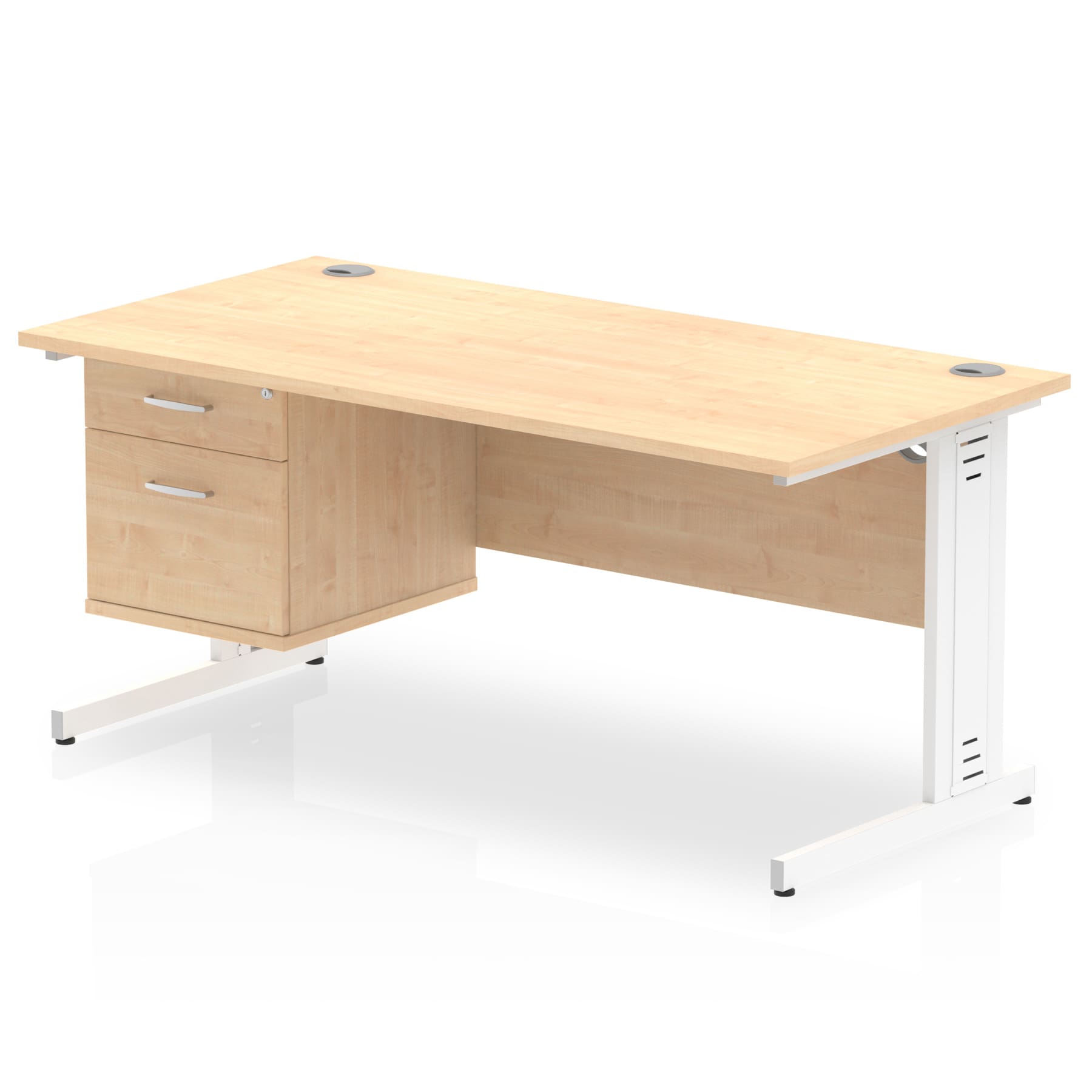 Impulse 1600mm Cable Managed Straight Desk With Single Fixed Pedestal - Image 17