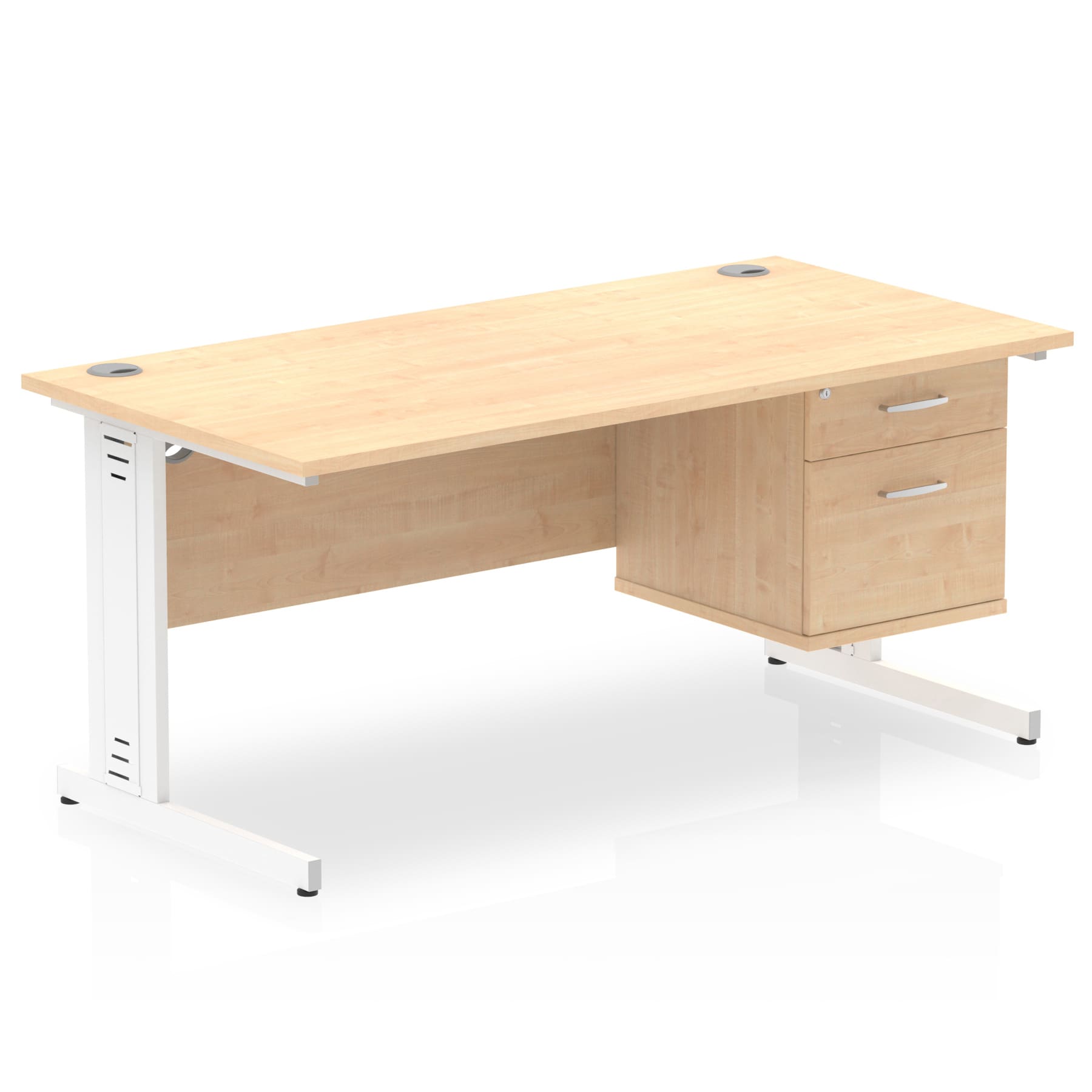 Impulse 1600mm Cable Managed Straight Desk With Single Fixed Pedestal - Image 18