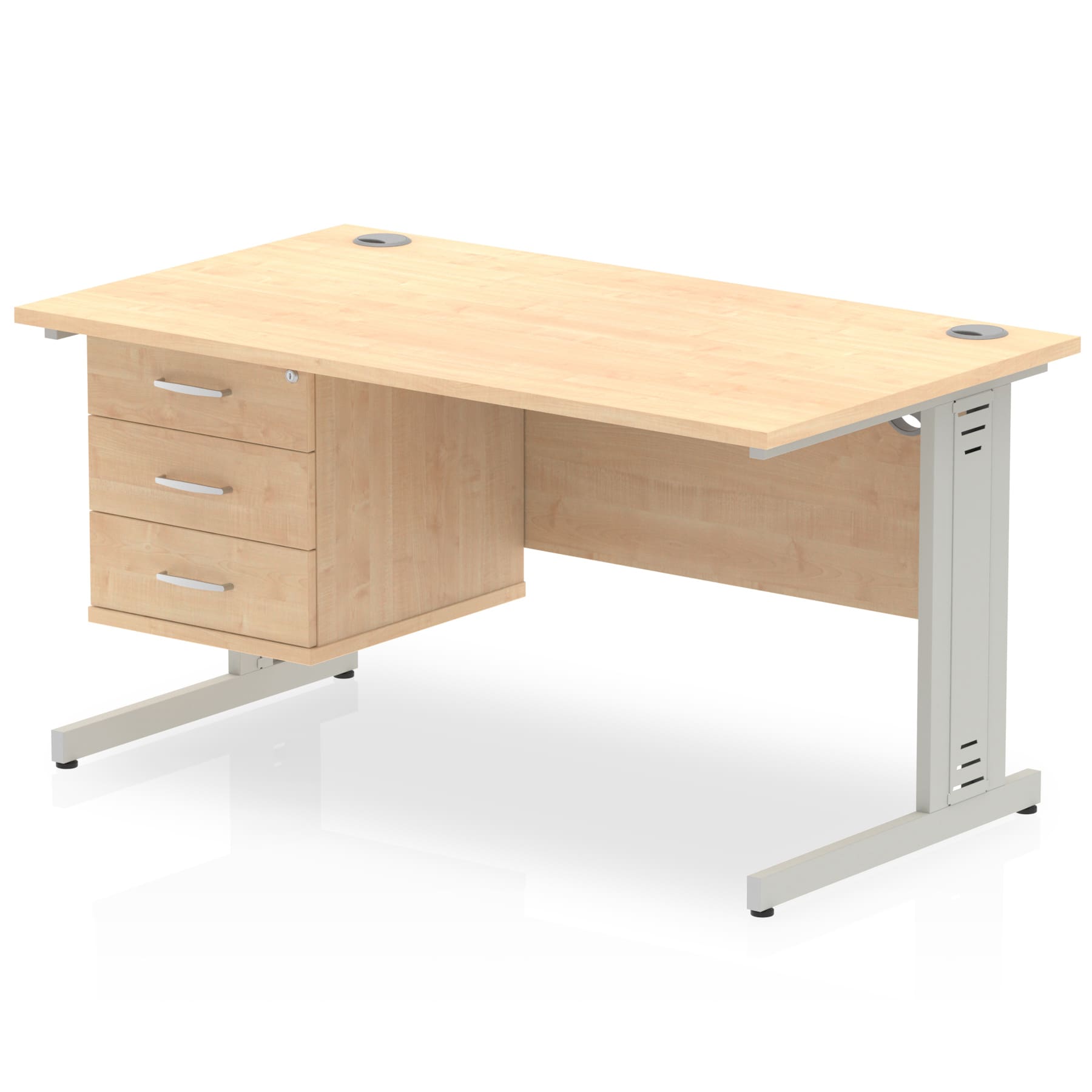 Impulse 1400mm Cable Managed Straight Desk With Single Fixed Pedestal - Image 15