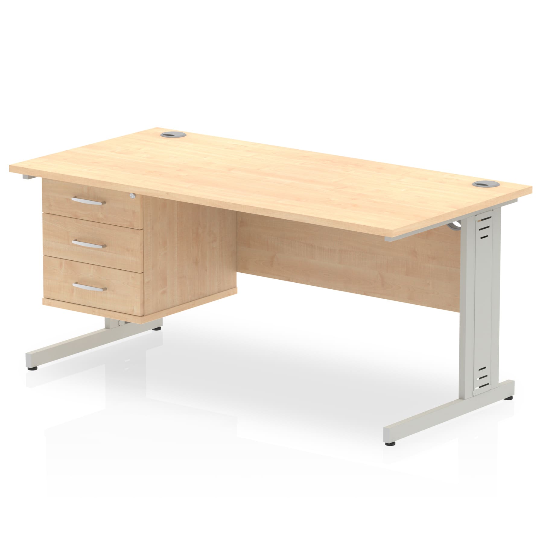 Impulse 1600mm Cable Managed Straight Desk With Single Fixed Pedestal - Image 15