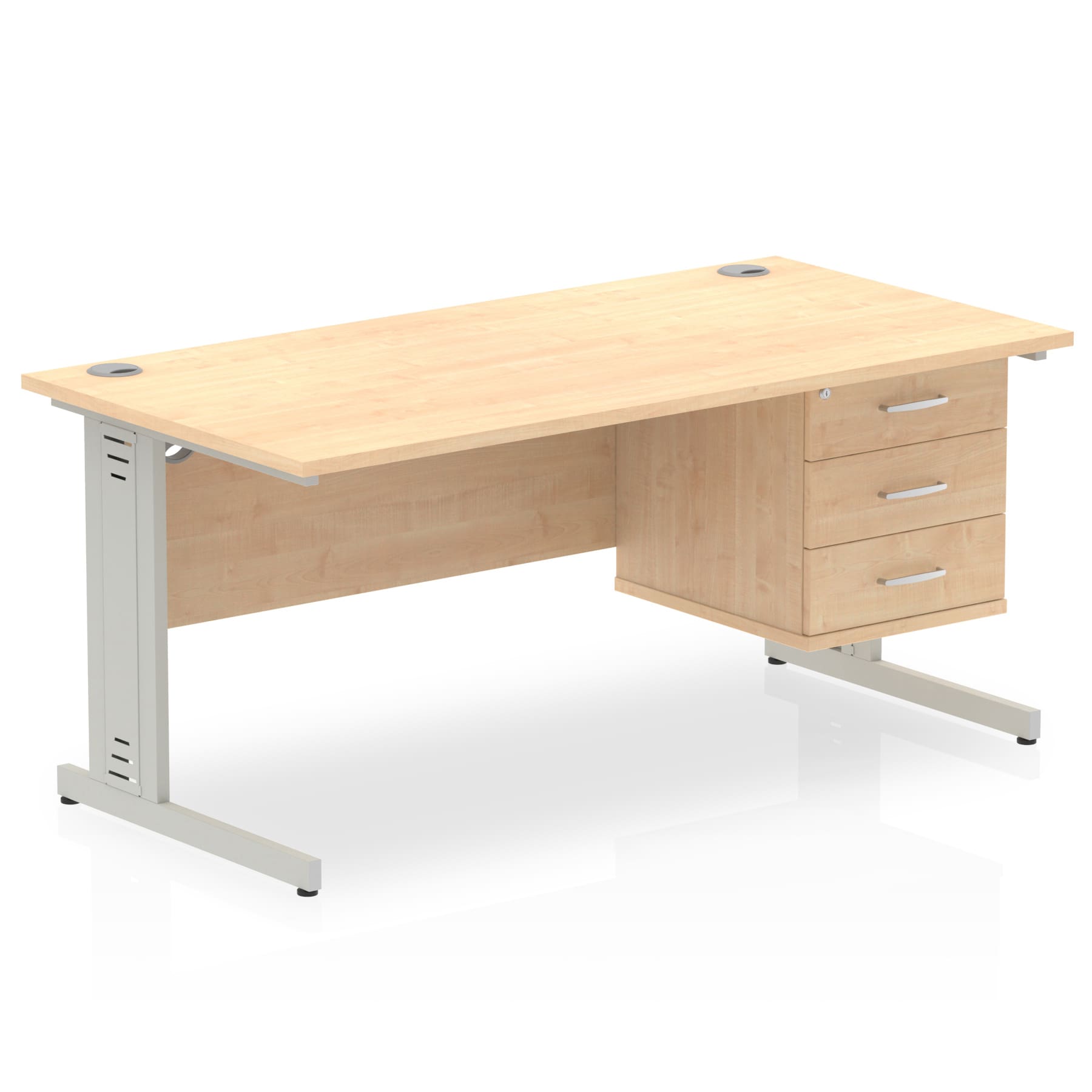 Impulse 1600mm Cable Managed Straight Desk With Single Fixed Pedestal - Image 16