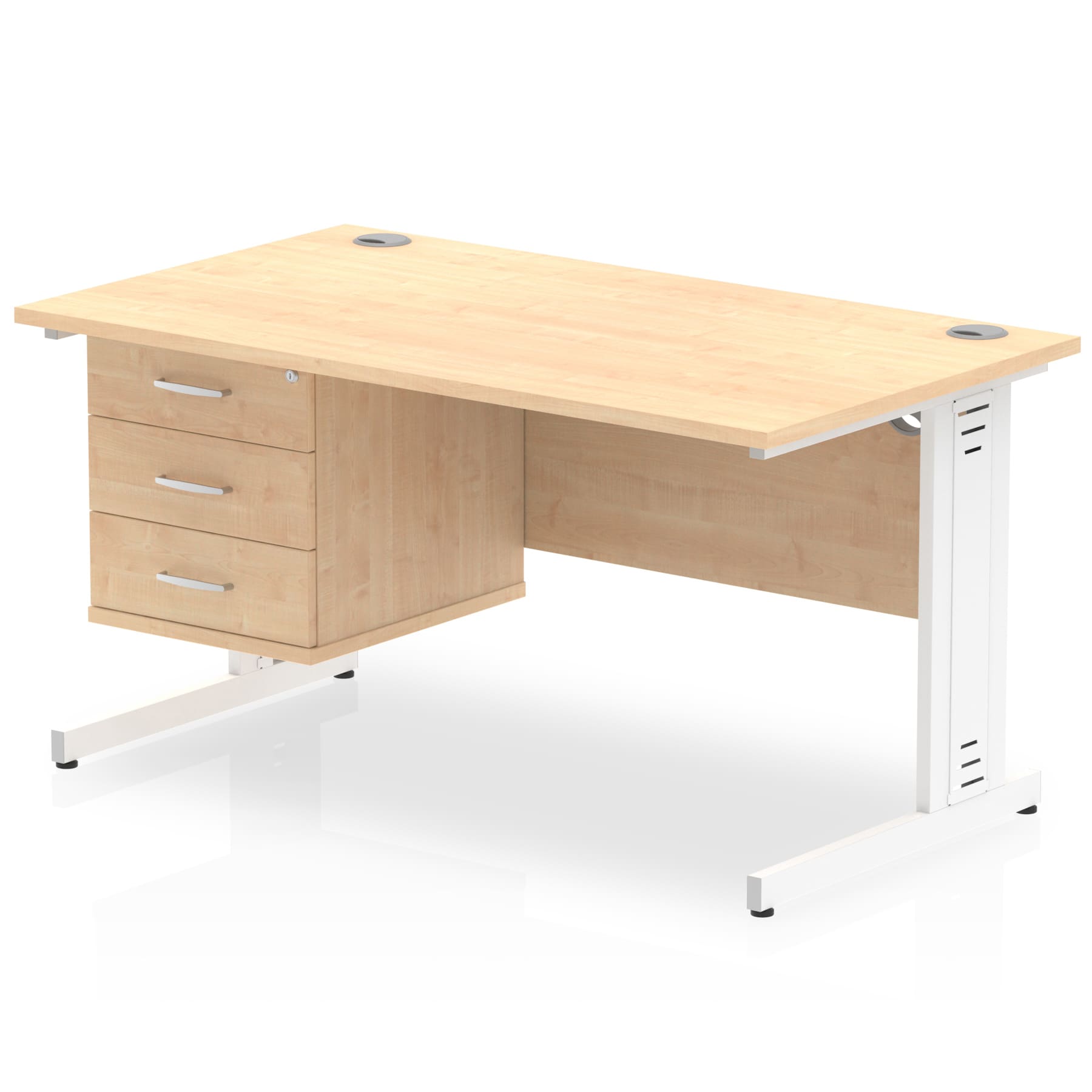 Impulse 1400mm Cable Managed Straight Desk With Single Fixed Pedestal - Image 19