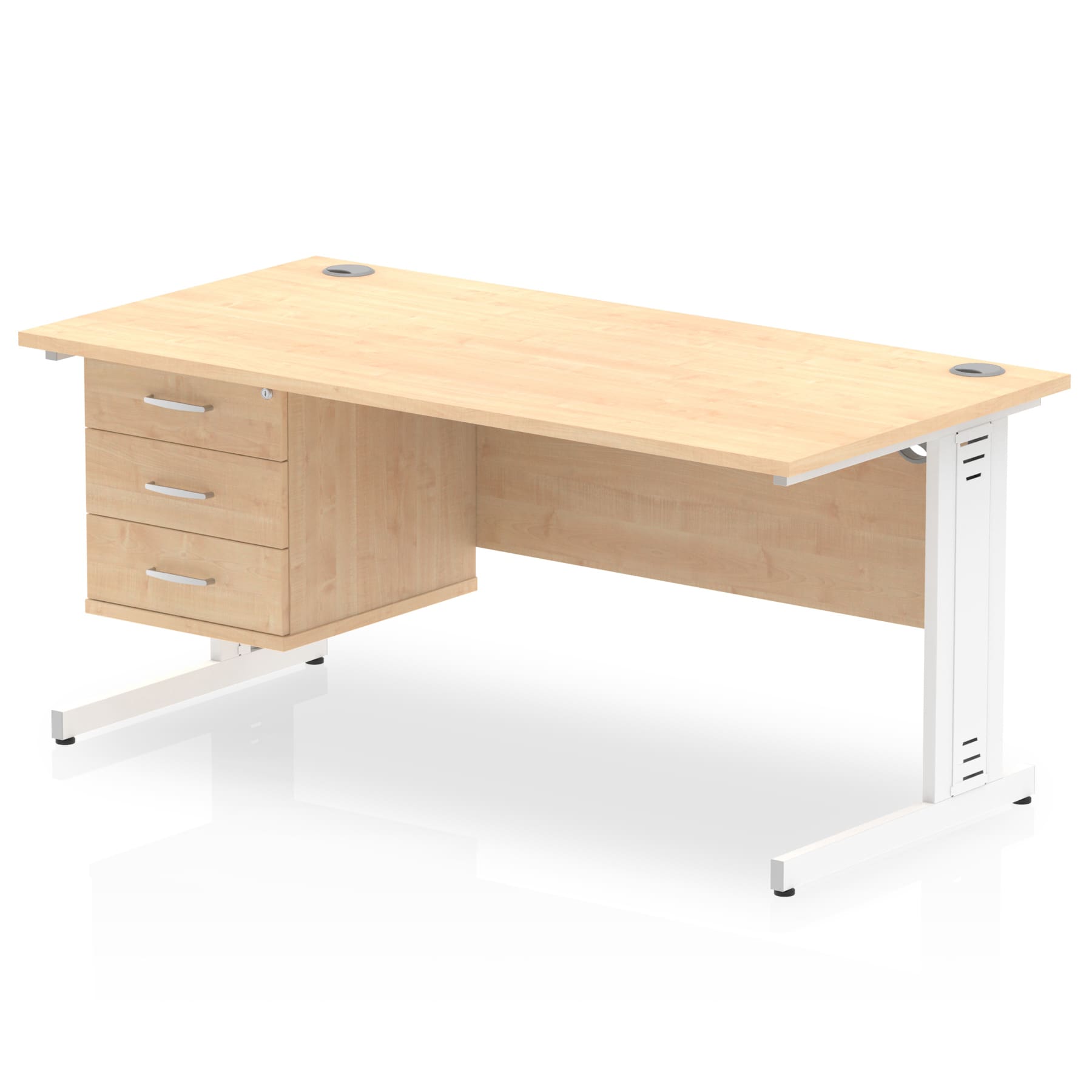 Impulse 1600mm Cable Managed Straight Desk With Single Fixed Pedestal - Image 19