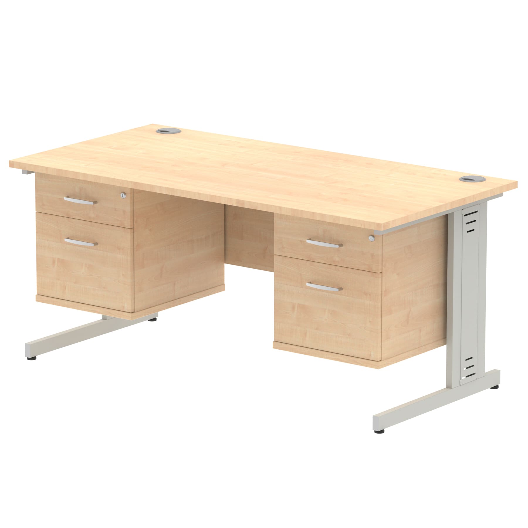 Impulse 1600mm Cable Managed Straight Desk With Two Fixed Pedestal - Image 17