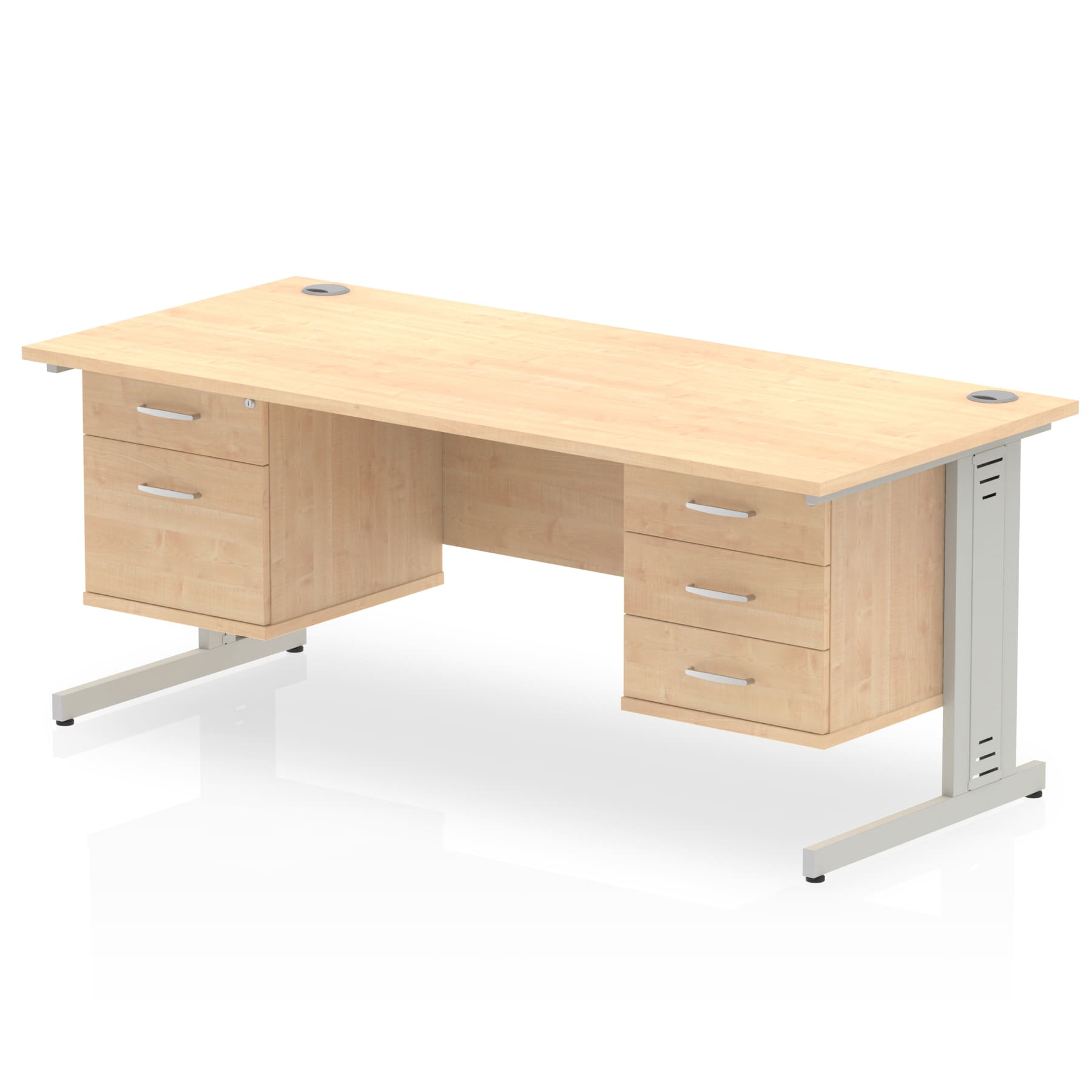 Impulse 1600mm Cable Managed Straight Desk With Two Fixed Pedestal - Image 15