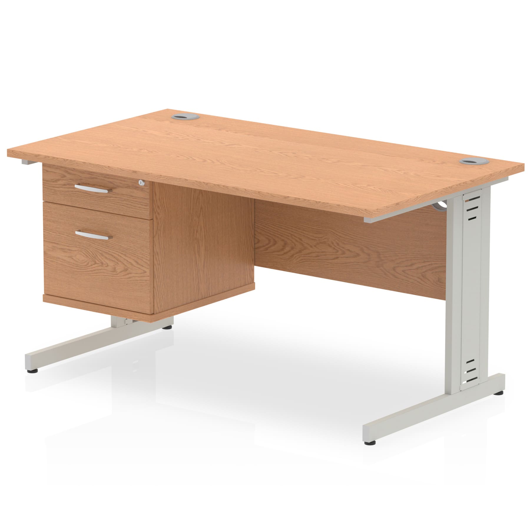 Impulse 1400mm Cable Managed Straight Desk With Single Fixed Pedestal - Image 21