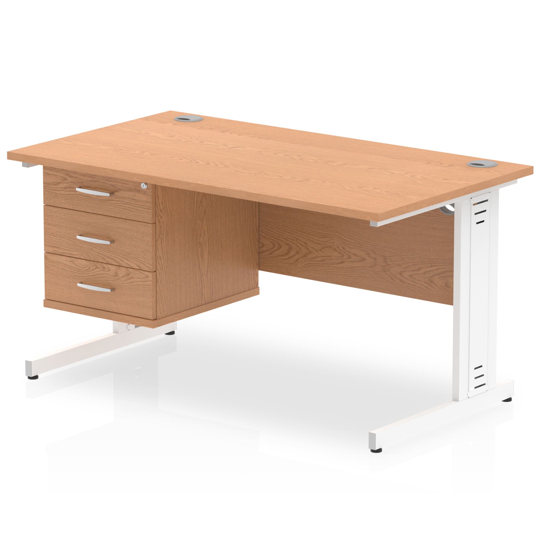Impulse 1400mm Cable Managed Straight Desk With Single Fixed Pedestal - Image 27
