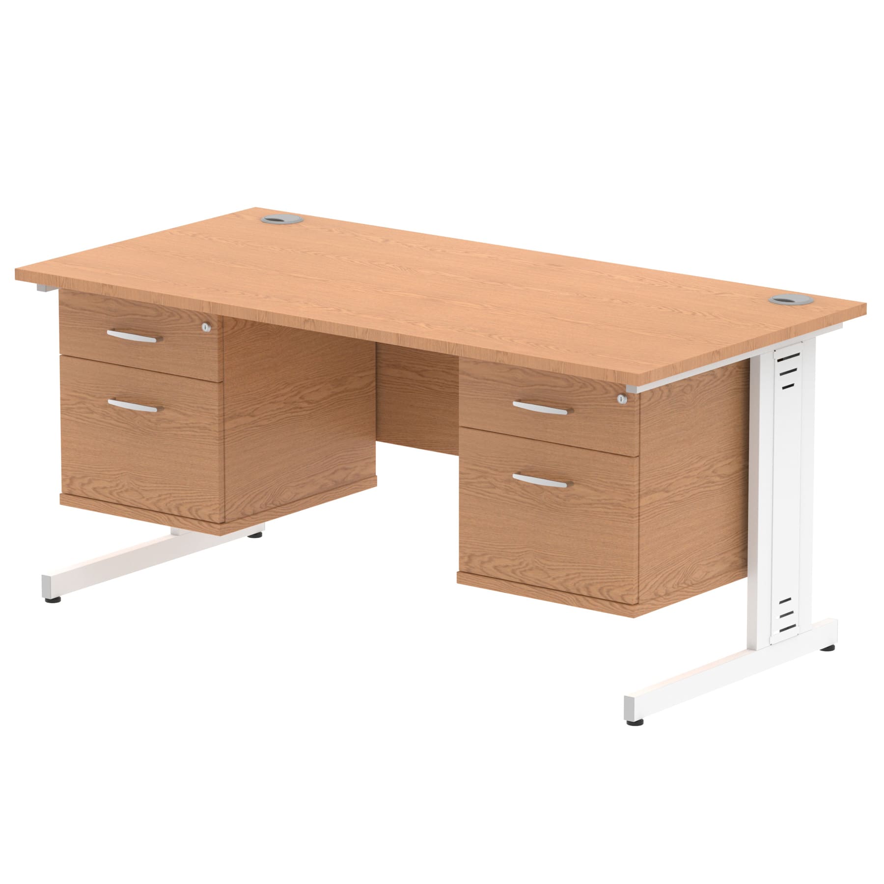 Impulse 1600mm Cable Managed Straight Desk With Two Fixed Pedestal - Image 29