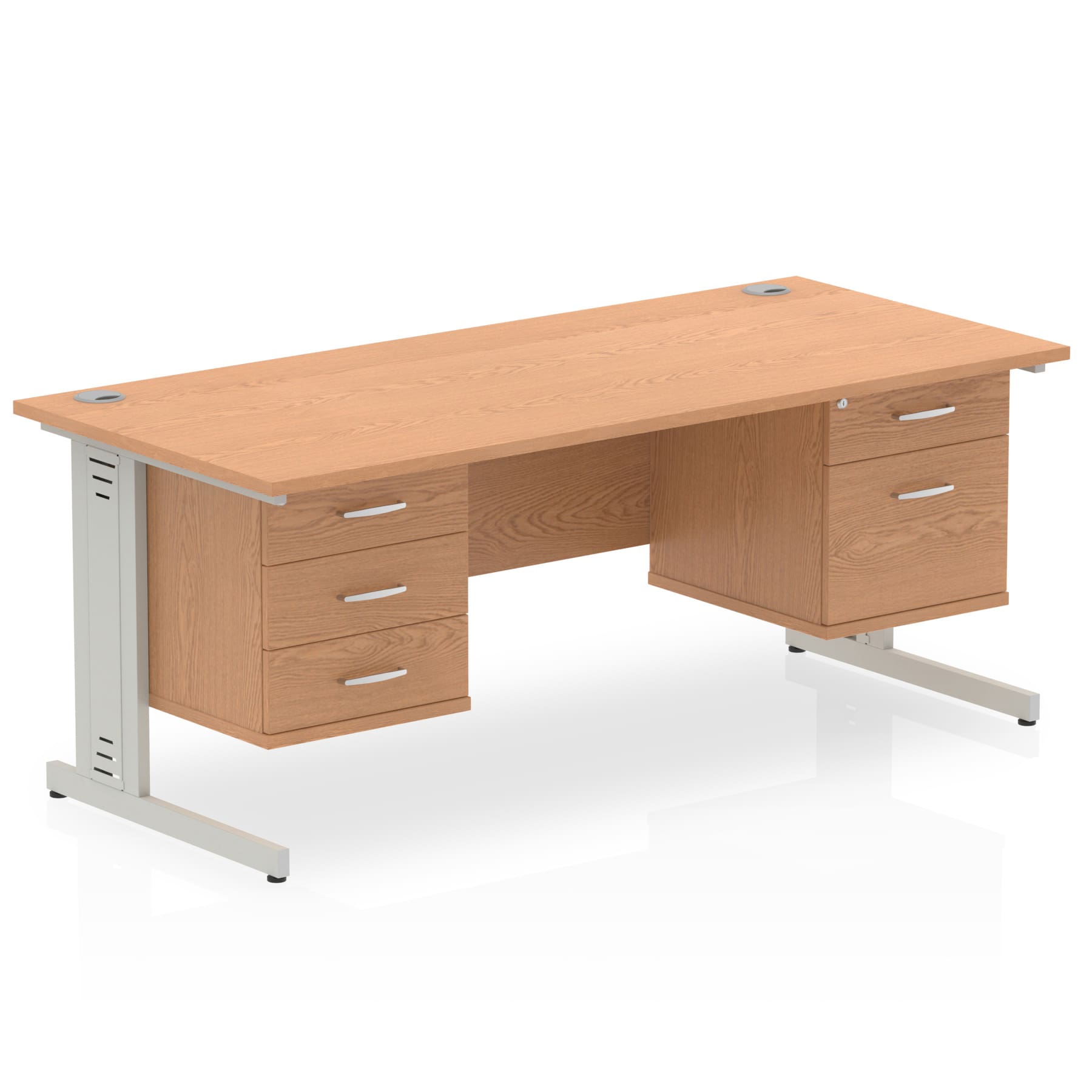 Impulse 1600mm Cable Managed Straight Desk With Two Fixed Pedestal - Image 24