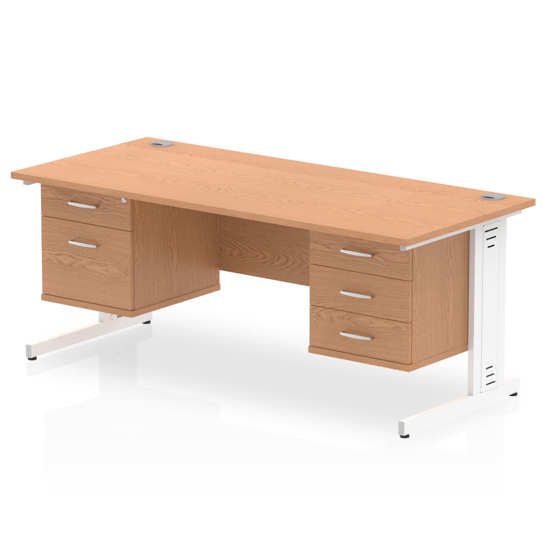 Impulse 1600mm Cable Managed Straight Desk With Two Fixed Pedestal - Image 27