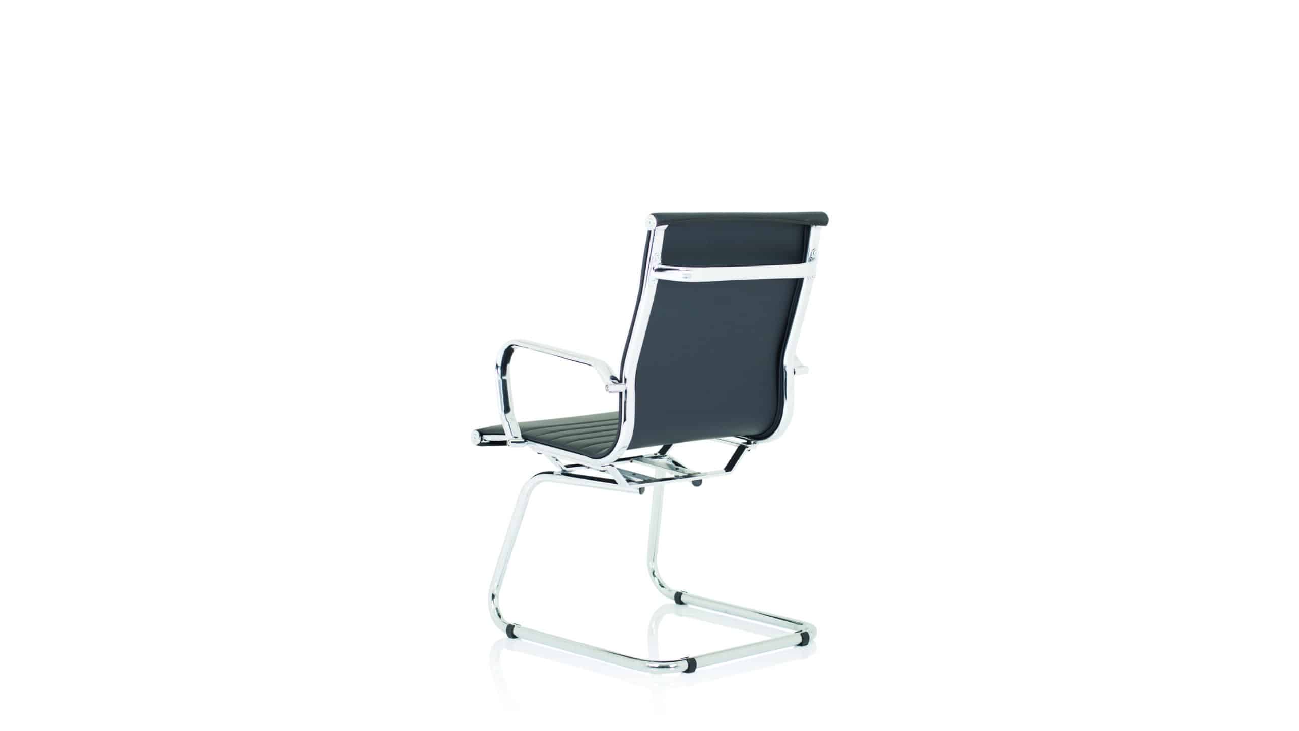 Nola Black Leather Cantilever Visitor Chair with Arms - Image 2