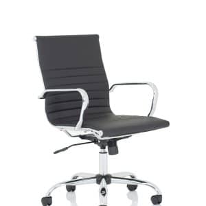 Nola Black Leather Executive Office Chair with Arms