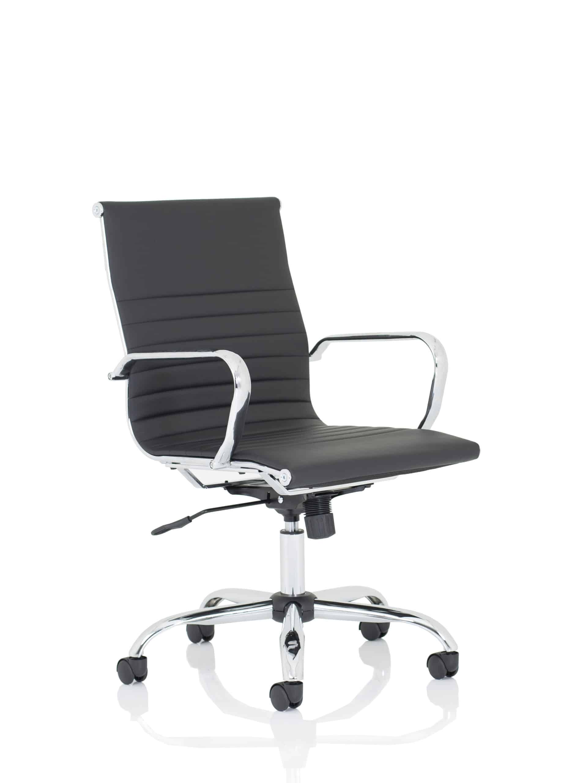 Nola Black Leather Executive Office Chair with Arms
