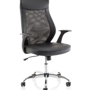 Baye High Mesh Back Task Operator Black Leather Office Chair with Arms