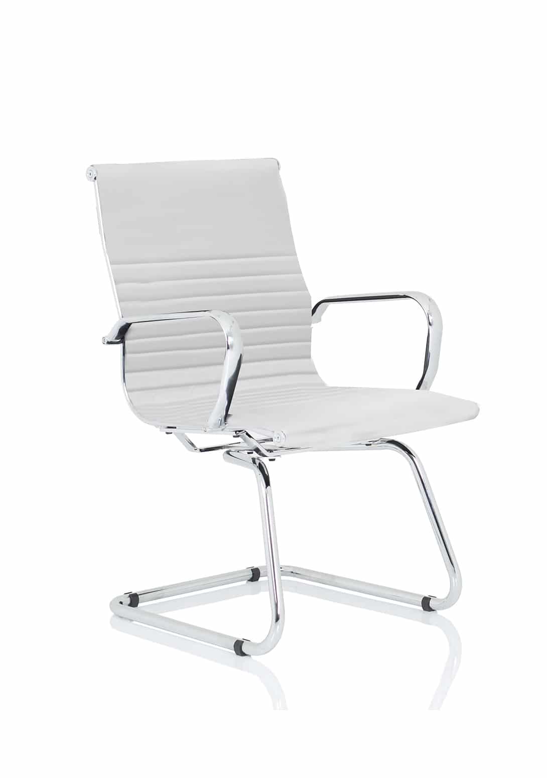 Nola Black Leather Cantilever Visitor Chair with Arms - Image 3